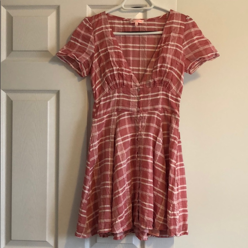 Re:named Apparel Plaid Pink Dress
